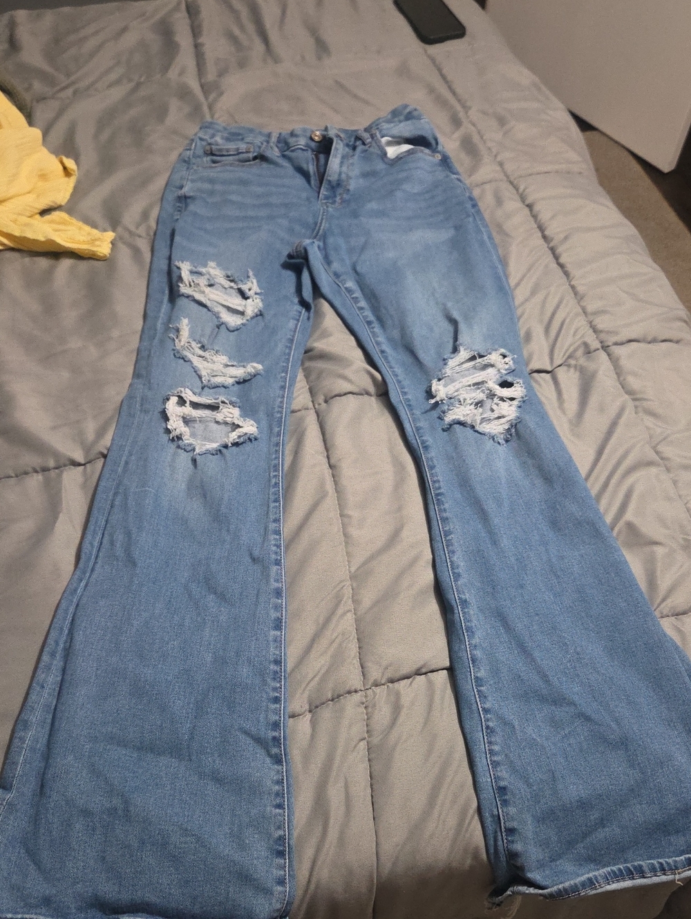 American Eagle Outfitters Light Blue Distressed Flare Jeans